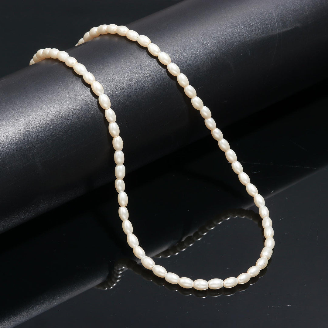 Beautiful White Pearl Necklace, Smooth Oval Pearl Beads Necklace, 6 MM Pearl Necklace, Party Wear Necklace for Her, Bridesmaid Gifts