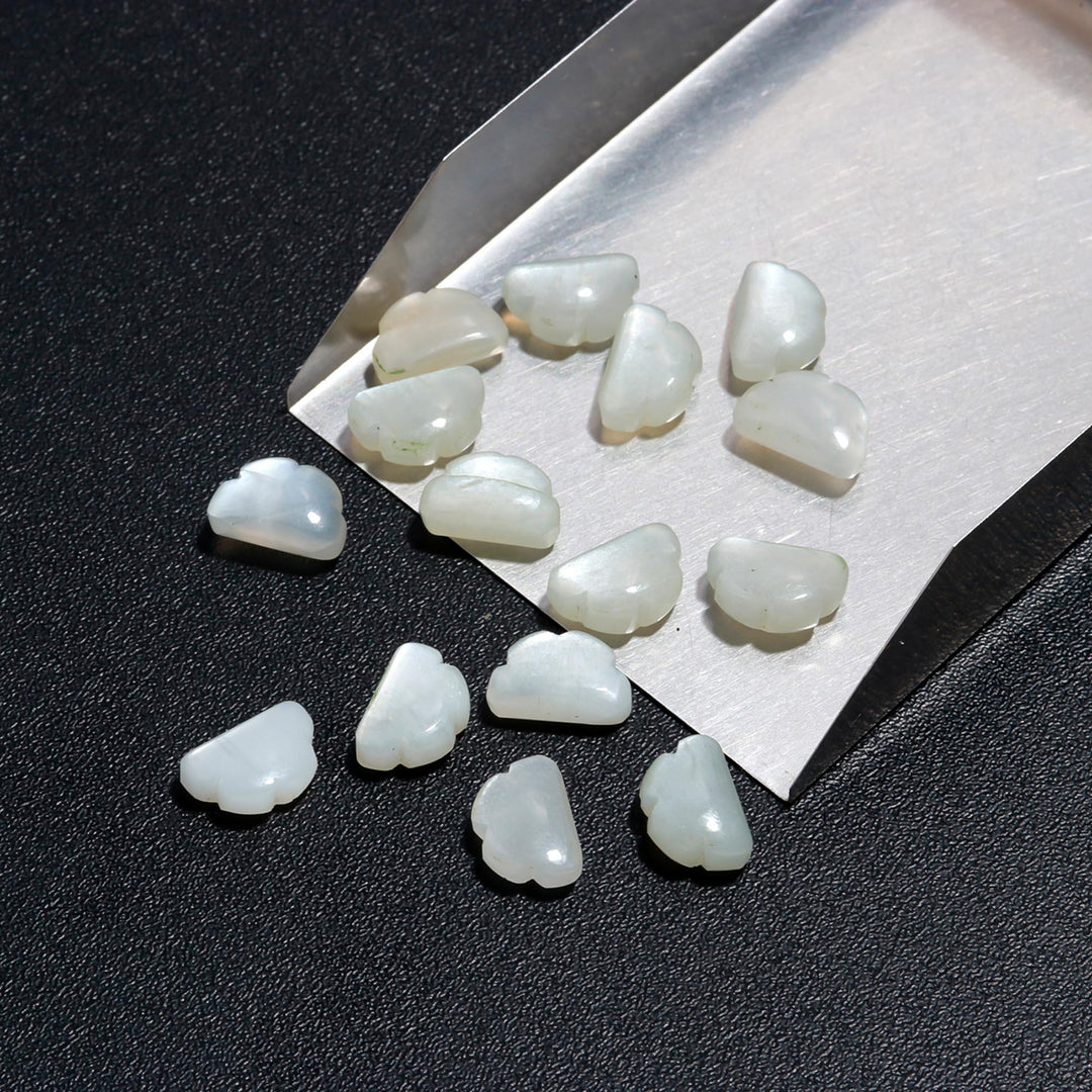 Natural White Moonstone Cloud Shape Beads, AAA Moonstone Cloud Shape Briolettes, Smooth Hand Carved Gemstone, Cloud Shape Charm Beads, 12 MM