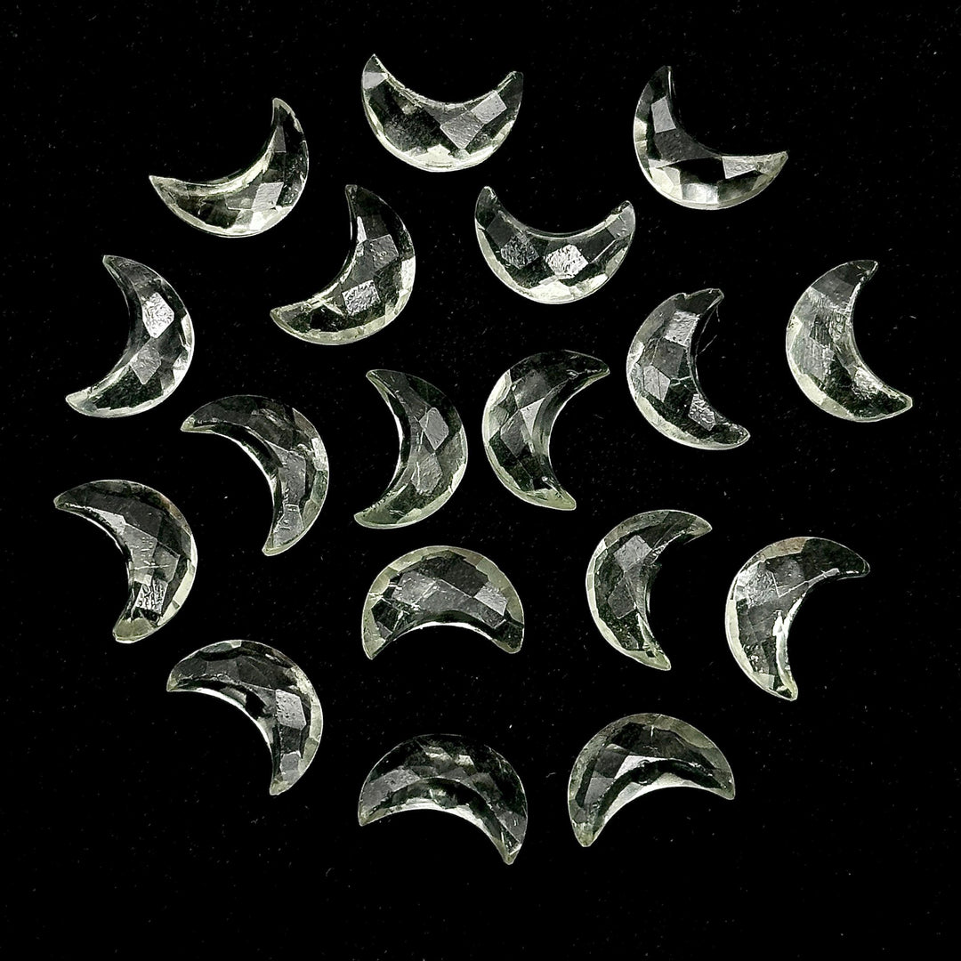 AAA Green Amethyst Carved Moon Shape Briolette's, Green Amethyst Faceted Moon Shape Gemstone Beads, Hand Carved Moon Beads, Moon Charms 12MM