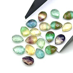 Load image into Gallery viewer, Rainbow Fluorite Faceted Pear Shape Beads, AAA+ Quality Teardrop Bead, 9X12 MM Colorful Briolette Beads, Matched Pairs, Jewelry Making Beads