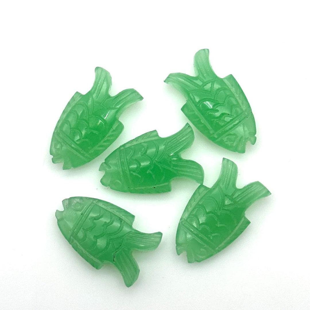 Pretty Green Chalcedony Fish Carving, Hand Carved Fish Shape Gemstone, 17X26 MM, Feminine Energy Fish Charm, Healing Crystal Fish Beads