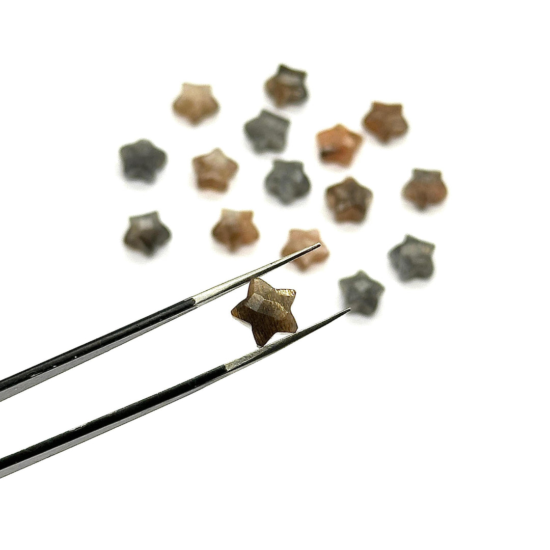 AAA+ Goldensheen Moonstone Star Shape Beads, Goldensheen Gemstone Faceted Star Shape Beads, Hand Carved Star Charms for Jewelry Making, 8 MM