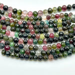 Load image into Gallery viewer, Dark Tourmaline Faceted Round Beads, Natural Multi Tourmaline Faceted Beads, 6 - 6.5 MM Mix Tourmaline Beads For Jewelry, 4 Inch Strand