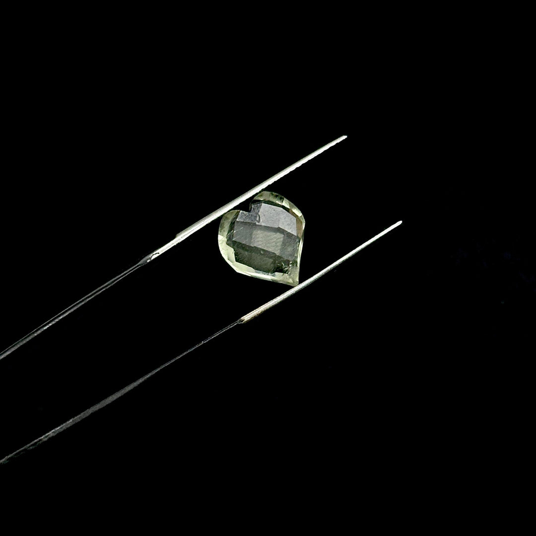 Faceted Green Amethyst Heart Shape Beads, Natural Green Amethyst Hand Carved Heart Charms for Jewelry Making, Heart Shape Briolette's, 13 MM