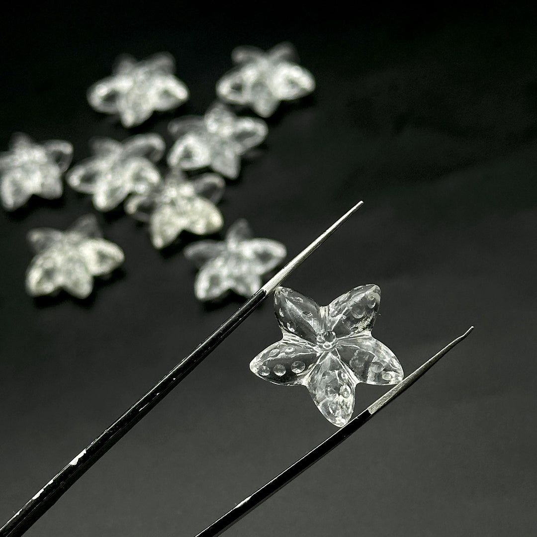 AAA Clear Crystal Quartz Star Fish Shape Beads, Natural Crystal-Clear Fish Shape Carved Gemstones, Star Fish Carvings, Rare Findings, 20 MM