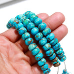 Load image into Gallery viewer, AAA Copper Turquoise Smooth Beads, Blue Copper Turquoise Smooth Rondelle Beads, 8 - 9 MM Healing Turquoise Beads for Jewelry, Loose Beads