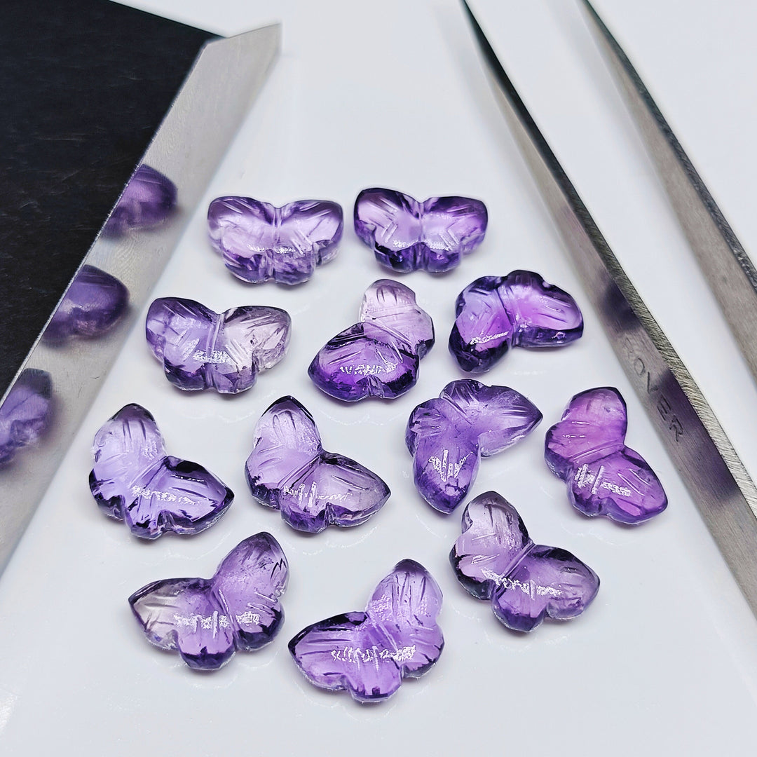 Amazing Natural Pink Amethyst Butterfly Shape Carving, Hand Carved Butterfly Shape Gemstone Beads , Loose Butterfly Shape Briolettes, 12 MM