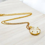 Load image into Gallery viewer, Natural Crystal Quartz Flower Pendant, Crystal Hand Carved Flower Necklace, Flower Gemstone Necklace For Her, 17 mm Flower, Bridesmaid Gifts