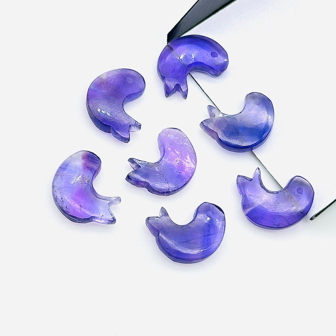 Natural Amethyst Dolphin Carving, Hand Carved Dolphin Shape Gemstone, 15 MM, Feminine Energy Fish Charm Healing Crystal, Carved Beads