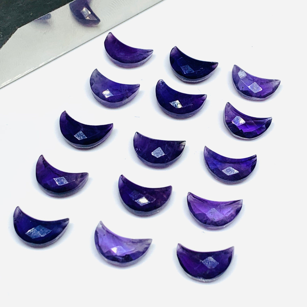 Amethyst Moon Briolette Beads: Faceted Carved Gemstone (12mm)