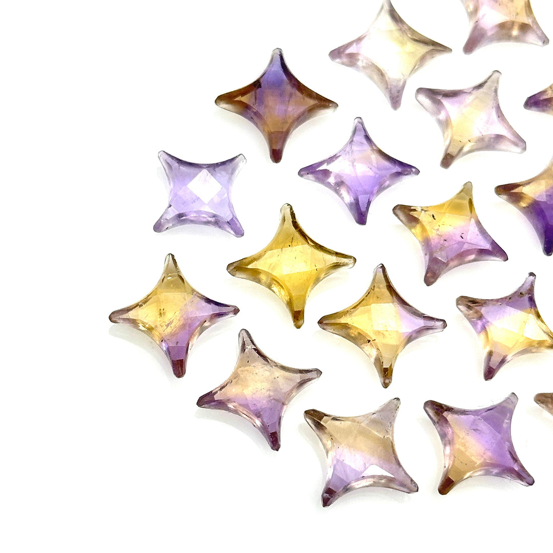 Natural Ametrine Ninja Star Shape Carving Beads, Fancy Star Shape Gemstone Beads, 11X15 MM Jewelry Making Star Shape Briolettes Loose Beads