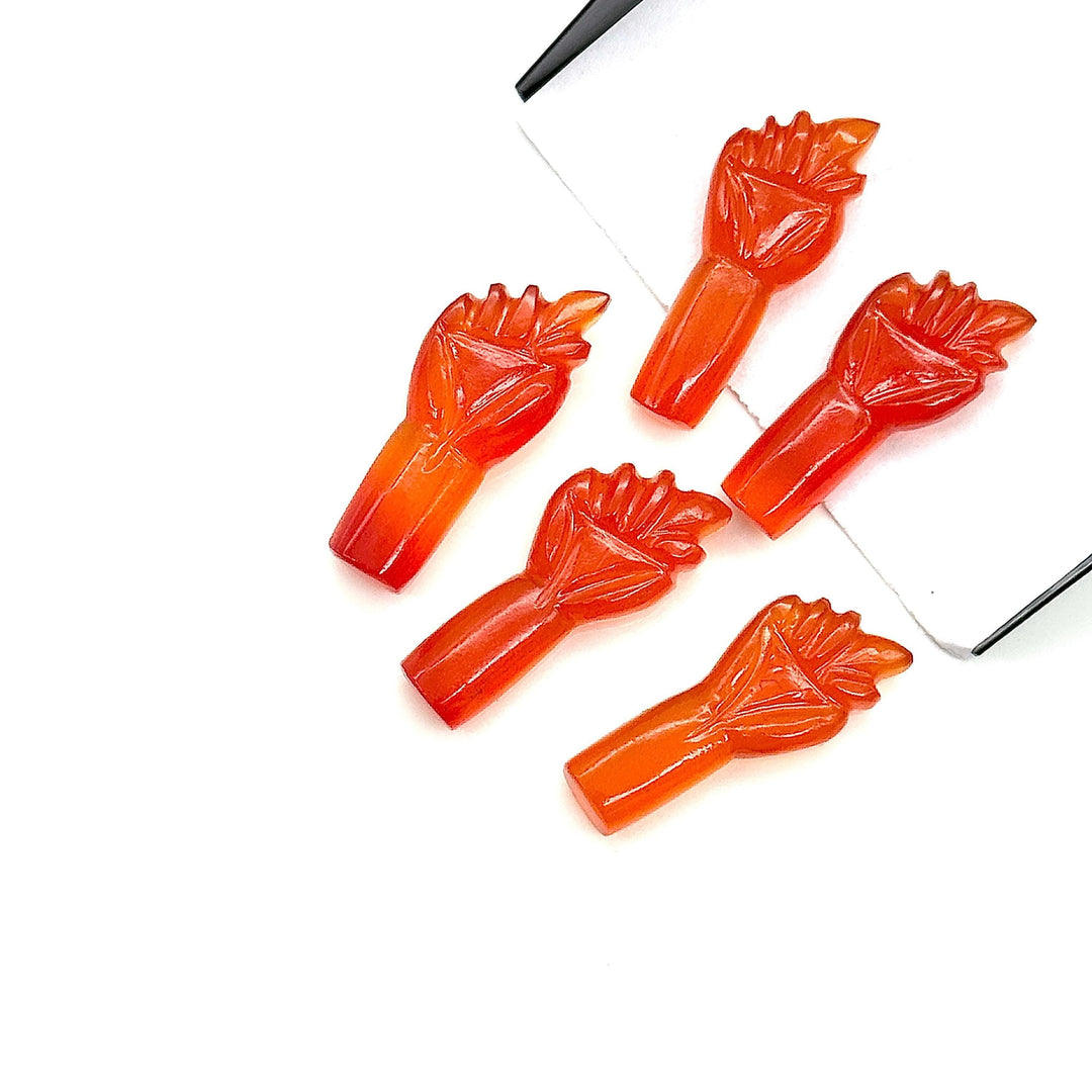 Natural Carnelian Hand Shape Carvings, AAA Carnelian Hand Shape Stone, 24 MM Loose Hand Fist Charm For Jewelry Making, Hand Carved Gemstones