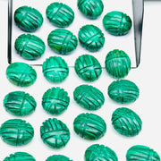 Natural Malachite Scarab Shape Gemstone Beads, Beetle Face Handmade Carving For Jewelry, Malachite Charm Beads, Animal Carving Beads 10X12MM
