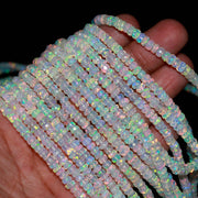 Natural Ethiopian Opal Rondelle Beads, AAA Flashy White Opal Faceted Jewelry Beads, Multi Fire Welo Opal Beads, Wholesale Beads, 4-5 MM