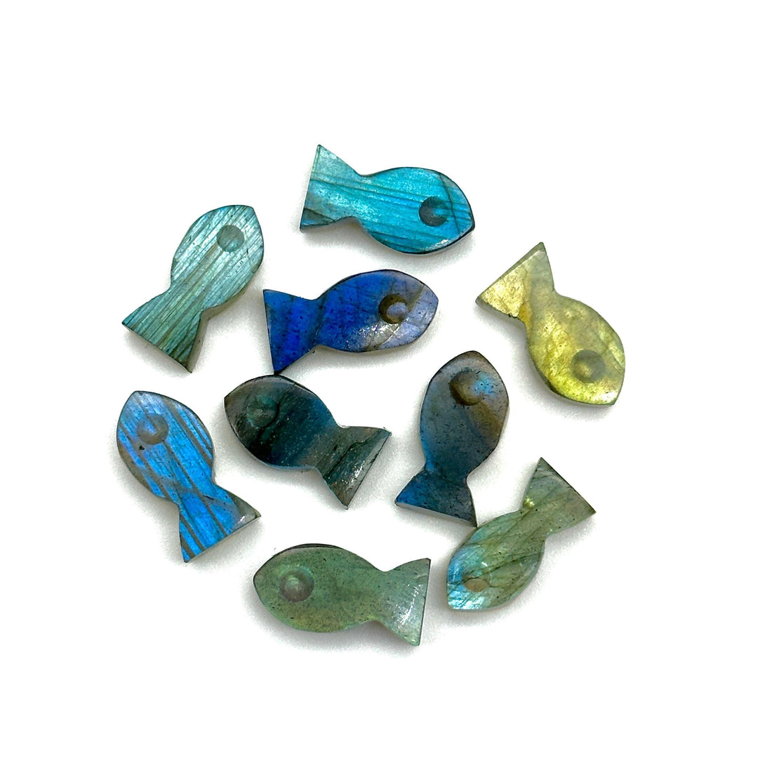 Flashy Natural Labradorite Fish Charm Beads, Fancy Fish Shape Carved Gemstone, 7X14 MM Loose Gemstone Fishes For Jewelry Making, DIY Beads