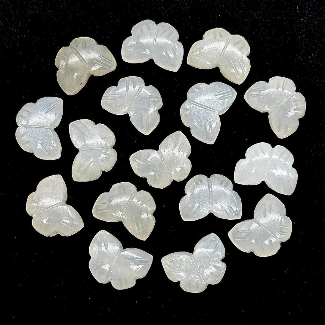 Natural White Moonstone Butterfly Shape Beads, White Moonstone Carved Briolettes, 13 MM, Loose Butterfly Charms, Moonstone Gemstone Beads