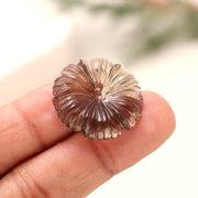 Natural Smoky Quartz Hand Carved Flower Shape Stone, Flower Charms, 25 MM Reiki Healing Crystal Gifts, Floral Gemstones, Brown Quartz Beads