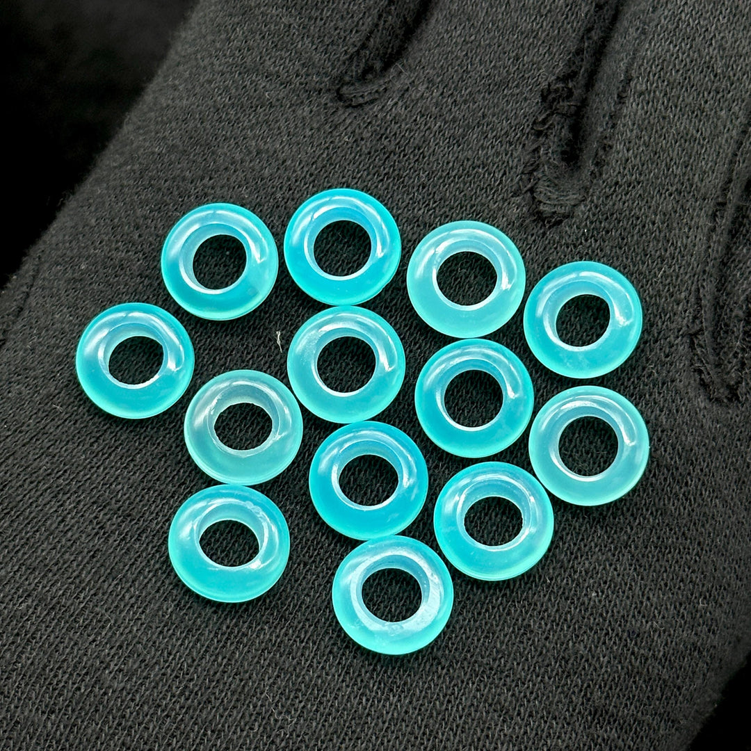 Aqua Chalcedony Donut Shape Gemstones, Aqua Chalcedony Donut Carving, Healing Gemstone Beads, 12 mm Smooth Donut Beads, Gemstone Rings