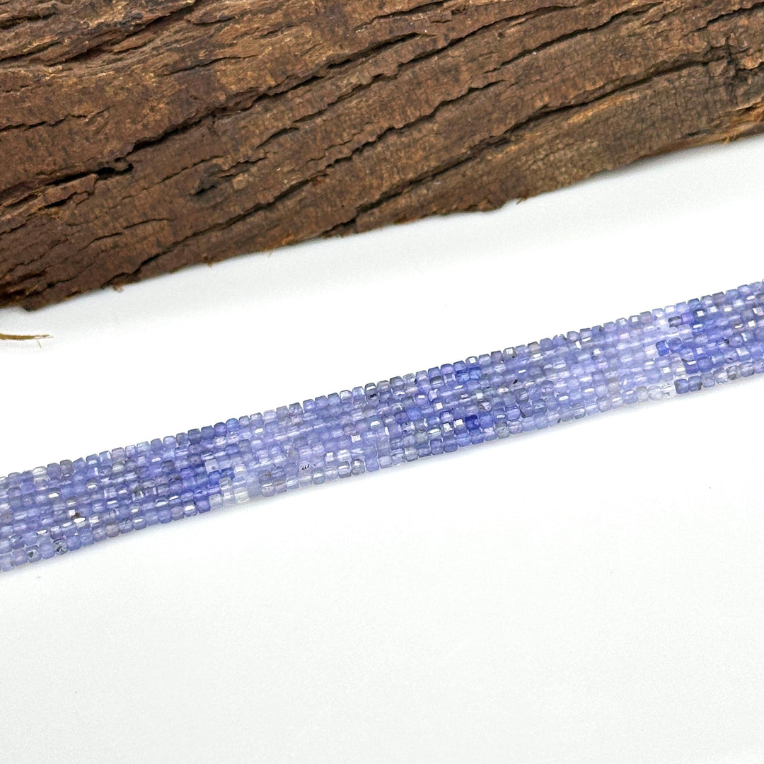 Natural Tanzanite Box Shape Beads, 2 MM Tanzanite Shaded Gemstone Beads, 12 Inches Cube Shape Faceted Loose Beads Strand for Jewelry Making
