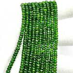 Load image into Gallery viewer, Chrome Diopside Faceted Rondelle Beads: Natural Green Gemstone, 3-4mm approx