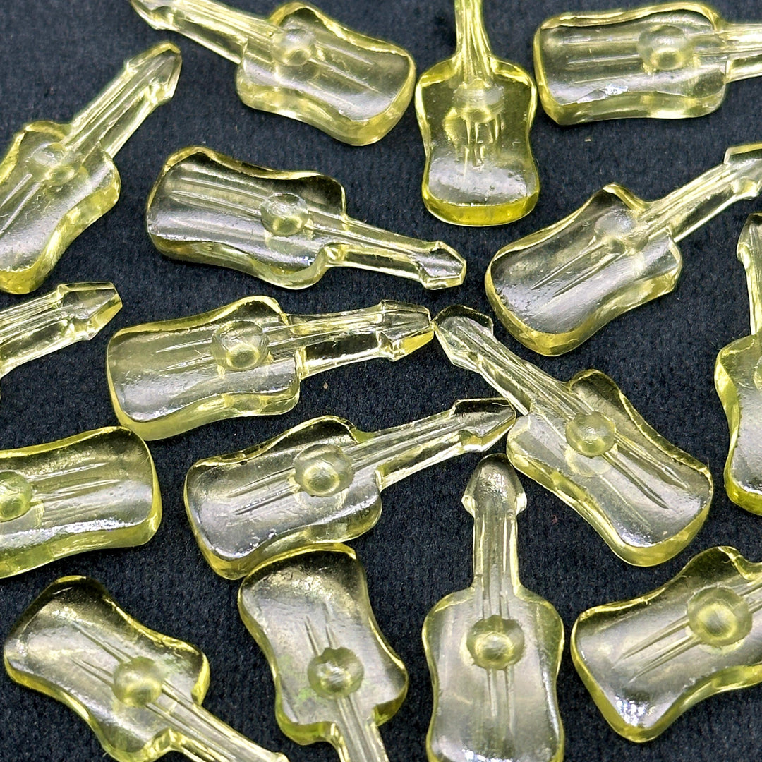 Natural Lemon Quartz Guitar Shape Beads, Tiny Lemon Guitar Shape Hand Carved Gemstone, 26 MM, Miniature Guitar Gemstone, Tiny Charms