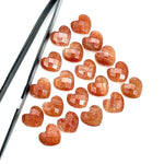 Load image into Gallery viewer, Red Sunstone Heart Briolette Beads: Hand Carved Faceted Charm, 12mm