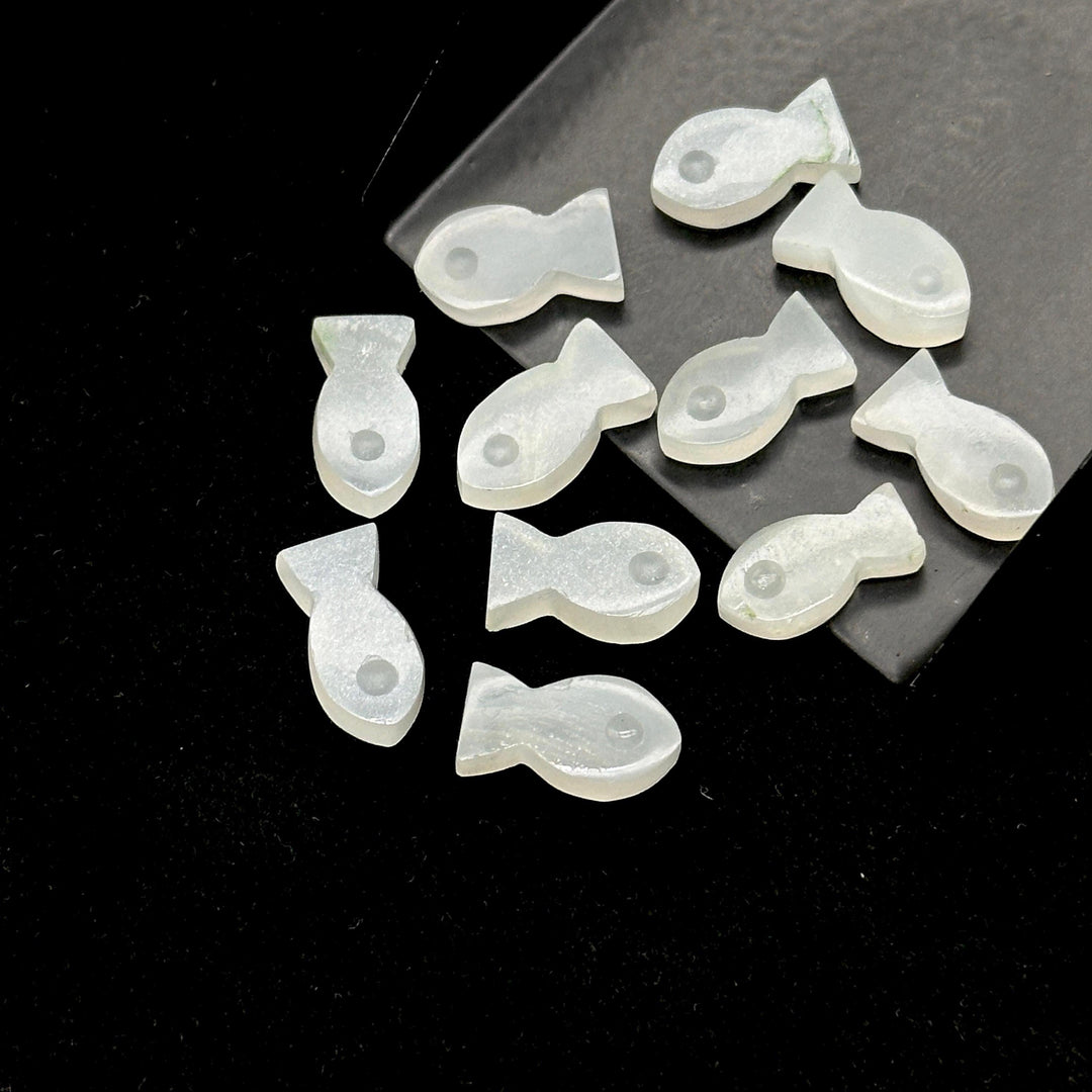 Natural White Moonstone Fish Charm, Fancy Fish Shape Carved Gemstone, 7X14 MM Loose Gemstone Fishes, Rare Fish Charms for Jewelry Making
