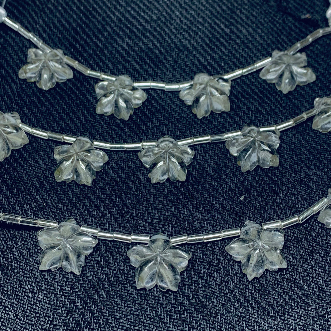 AAA Quality 100% Natural Crystal Quartz Flower Shape Carved Gemstone, Flower Shape Carving, Carved Gemstone For Jewellery 15-16 mm
