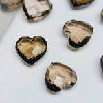 Load image into Gallery viewer, Smoky Quartz Heart Beads: Hand Carved Faceted Briolette, 8mm Gemstone