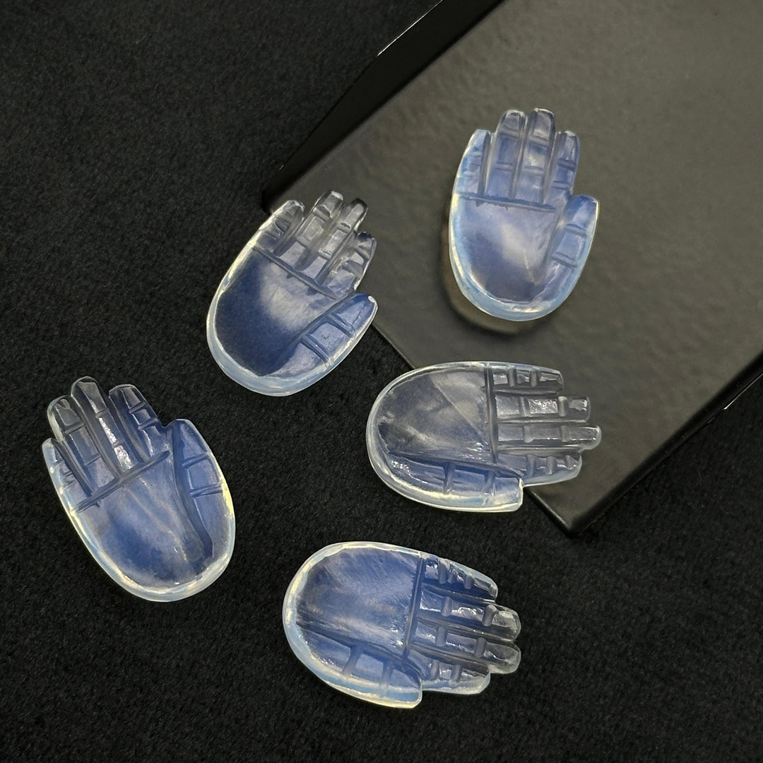 Flashy Opalite Hamsa Shape Carved Stone, 25 MM Palm Shape Gemstone, Hand Charms for Jewelry Making, Hamsa Charm Beads, Carved Crystal