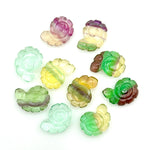 Load image into Gallery viewer, Natural Fluorite Carved Shell Beads, Hand Carved Snail Shell Shape Gemstone, Seashell Charm 16 MM Rainbow Fluorite Shells For Jewelry Making