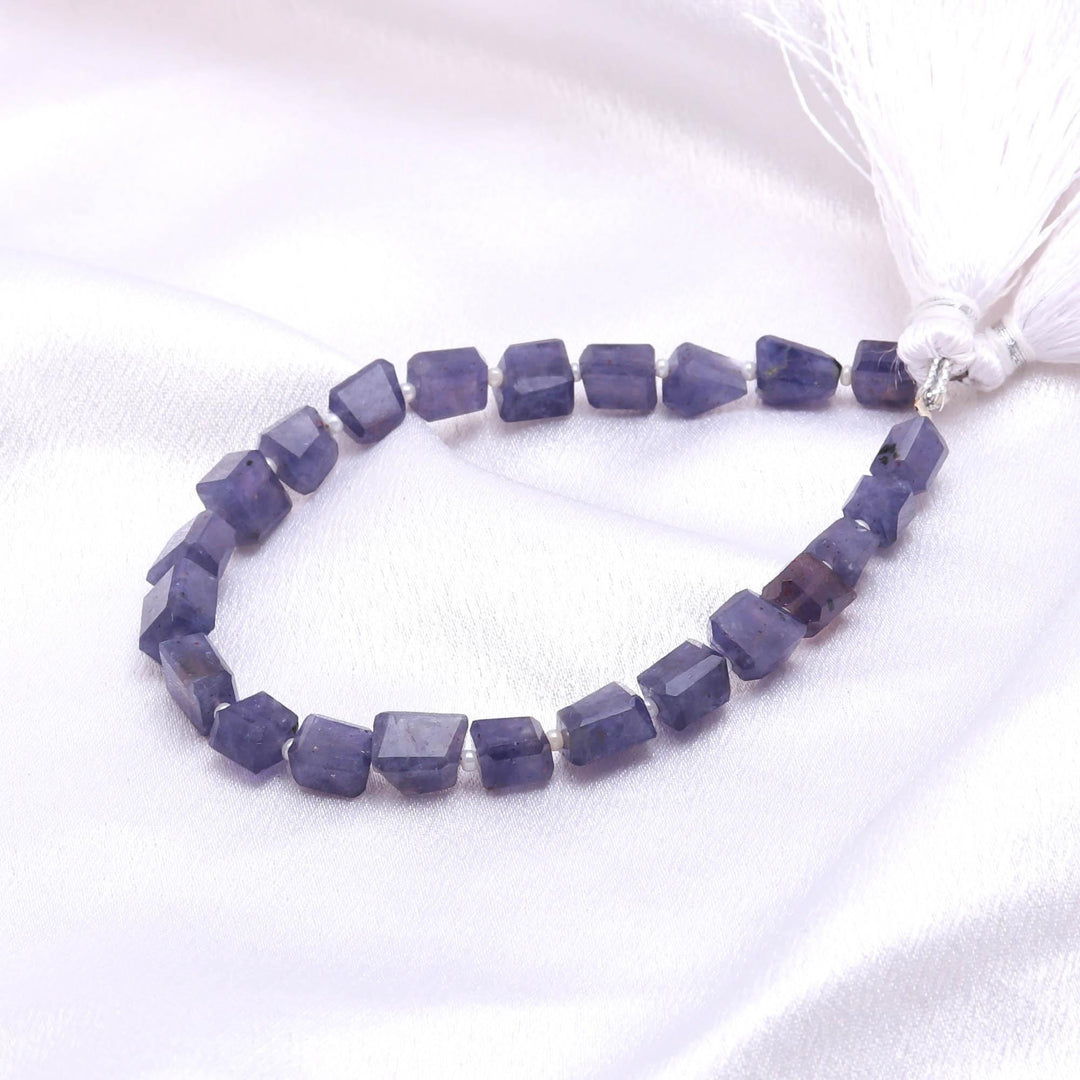 Natural Iolite Faceted Tumble Shape Gemstone Beads, AAA Iolite Nuggets Shape Beads ~ 8" Jewelry Making Wholesale Beads, 5X7-6X8 MM