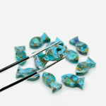 Load image into Gallery viewer, Carved Copper Turquoise Fish Charm: Loose Gemstone (7X14 MM)