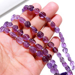 Load image into Gallery viewer, Natural Amethyst Plain Tumble Beads, 8 MM Purple Amethyst Nuggets Shape Beads, 8" Strand Fancy Jewelry Making Beads, February Birthstone
