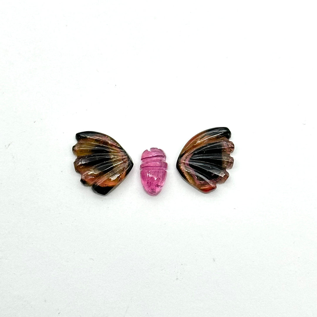 Natural tourmaline Butterfly Shape Carving, Hand carved tourmaline Butterfly loose carving, carved butterfly jewelry for Making 20x11mm.