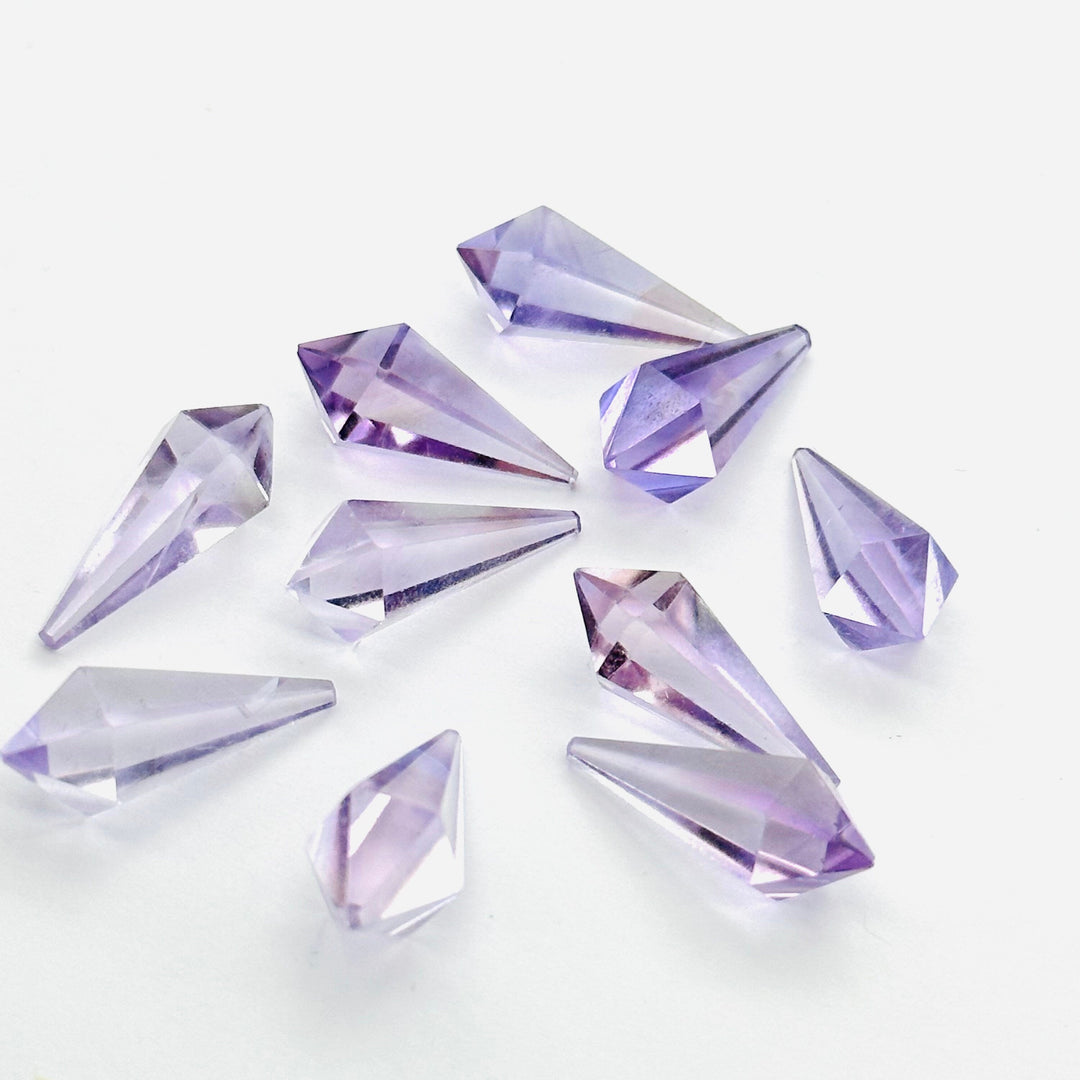 2,3,4,5 pcs 100% Natural pink amethyst Fancy Shape Carved Gemstone, Loose Gemstone, pyramid Shape Gemstone Jewlery, Carved Gemstone 20x7 mm