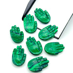 Load image into Gallery viewer, Natural Malachite Hamsa Shape Carving Gemstones, 25 MM Palm Shape Gemstone, Healing Power Of Hamsa, Hand Carved Jewelry Making Charms