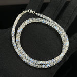 Load image into Gallery viewer, High Quality Rainbow Moonstone Beaded Necklace, Flashy Faceted Rondelle Beads Necklace, 4-6 MM Blue Fire Rainbow Gemstone Silver Necklace