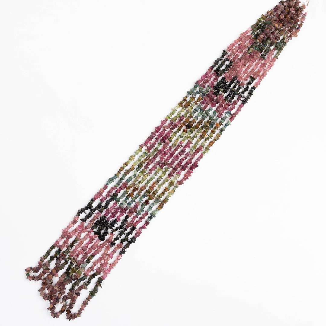 Watermelon Tourmaline Uncut Shape Beads, 16" Multi Tourmaline Uncut Bead, Natural Tourmaline Uncut Beads Strand, 4 MM, Nuggets & Chips Beads