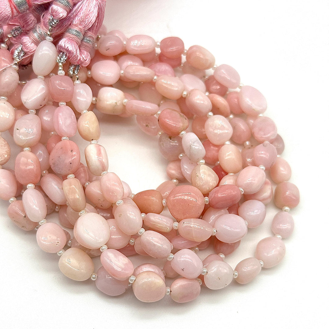 AAA Pink Opal Tumble Shape Gemstone Beads, Pink Opal Plain Nuggets Shape Beads, 8" Fancy Wholesale Jewelry Beads, 7-8 MM