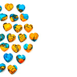 Load image into Gallery viewer, Beautiful Oyster Copper Turquoise Heart Shape Beads, Faceted Orange Turquoise Hearts, Carved Gemstones, 8 MM Jewelry Making Heart Charms