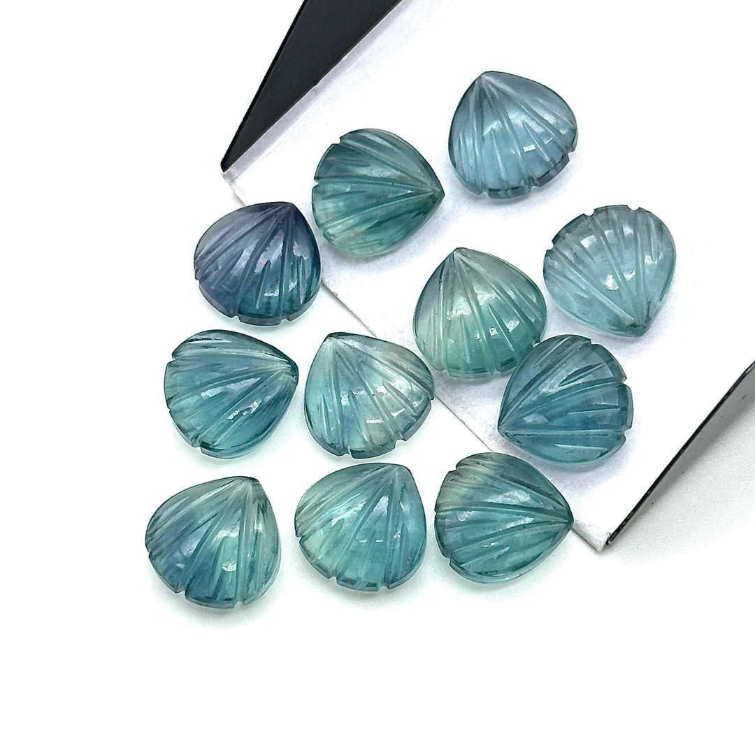 Natural Green Fluorite Seashell Shape Beads, AAA Fluorite Shell Briolette's, Shell Carving Gemstones For Jewelry 12 mm, Shell Charms Beads