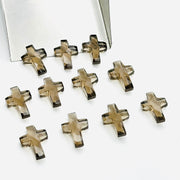 1,2,3,4,5 pcs Natural Smokey Quartz Cross Shape Gemstone Beads, Faceted Cross Shape Carving Beads, Holy & Spiritual Charm Beads, 15X10 MM