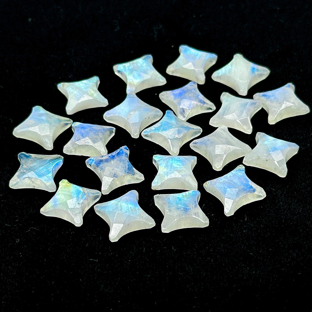 Top Quality Rainbow Moonstone Ninja Star Shape Beads, Natural Rainbow Moonstone Star Gemstone Beads, 15 MM, Star Shape Briolettes, Crystals