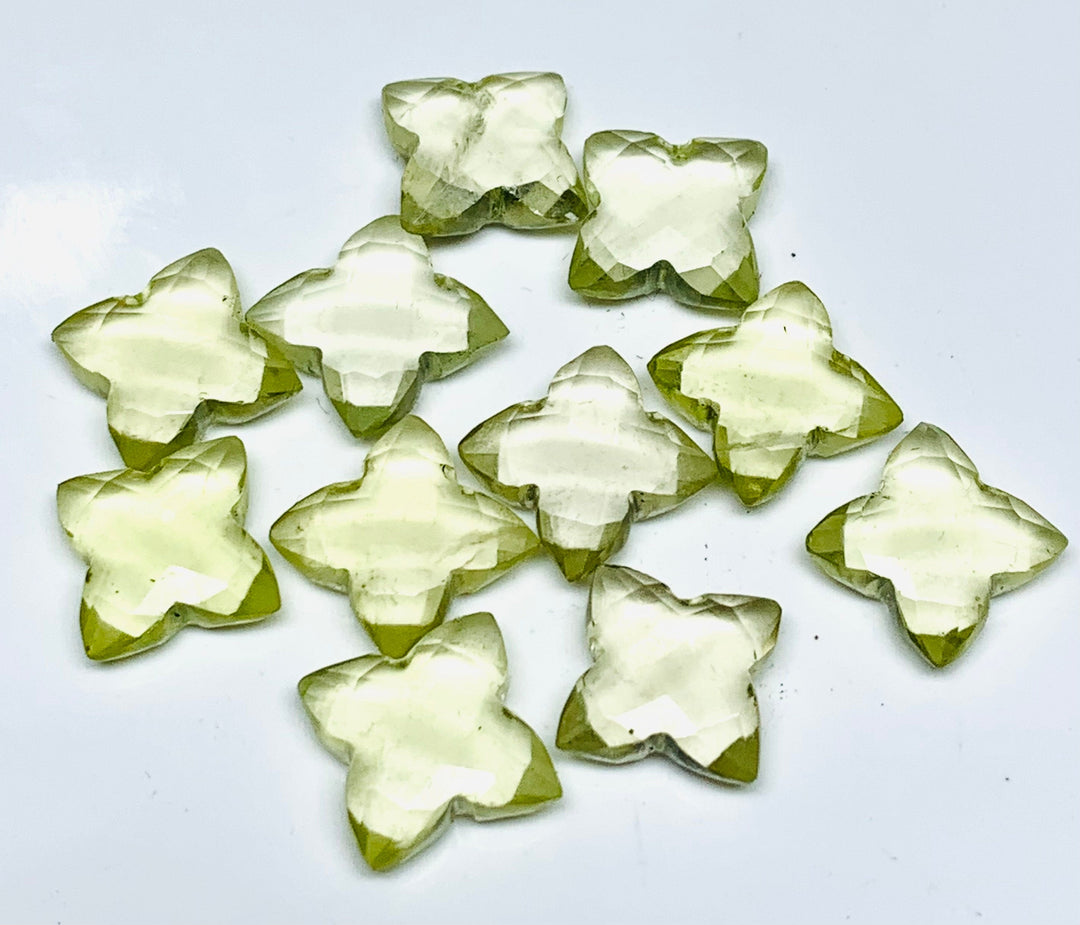 2,3,4,5 Pcs Natural Lemon Quartz Hand Carved Flower Shape, Carved Flower Shape Gemstone For Jewellery, Flower Shape Gemstone, 12 mm