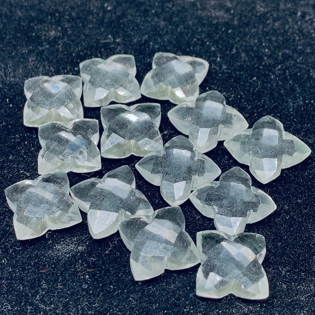 2,3,4,5 Pcs Natural Crystal Quartz Carved Flower Shape Gemstone - 12 mm Clear Crystal Quartz Handmade Flowers Shape Fancy Carving