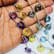 6 pcs set 100% Natural donut Shape Gemstone, Natural donut Shape Gemstone, Gemstone for Jewlery, 12 mm (Approx)