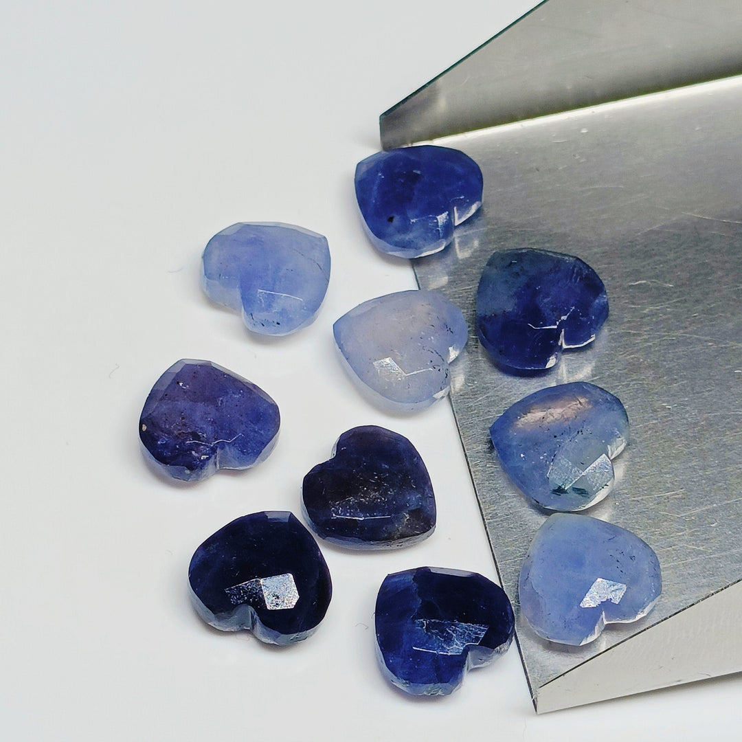 Natural Iolite Heart Shape Gemstone Beads, Faceted Heart Shape Briolette's Beads, 10 MM Iolite Beads Loose Gemstone Charms For Jewelry