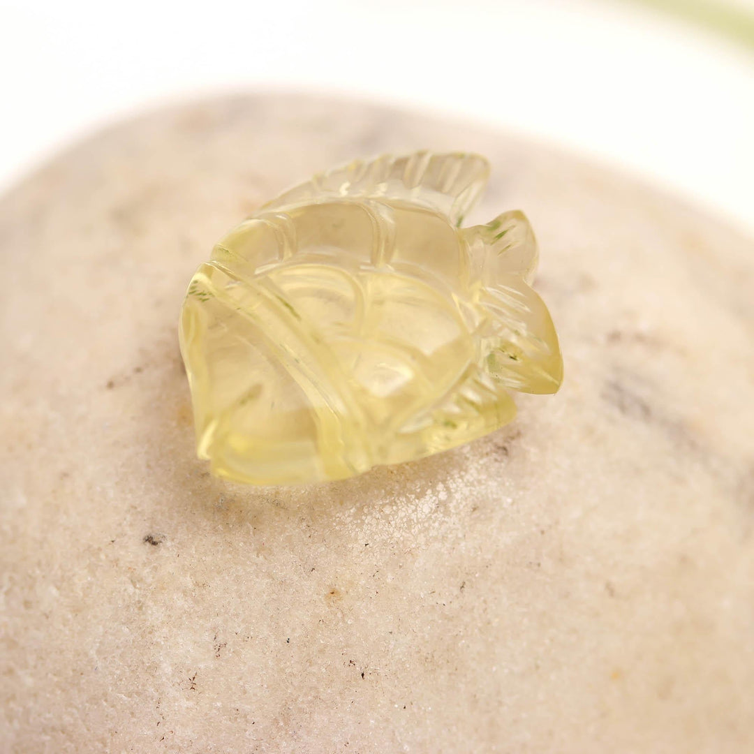 Natural Lemon Quartz Fish Shape Stone, AAA Hand Carved Lemon Quartz Fish Charms for Jewelry Making, 16 MM