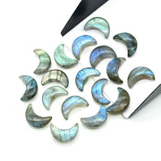 Flashy Labradorite Carved Moon Shape Beads, Smooth Moon Shape Gemstone Beads For Jewelry, Moon Shape Briolette's Charms Beads 12 MM